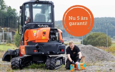 Nu 5 års garanti! När du köper en ny grävmaskin, hjullastare eller dumper av oss.